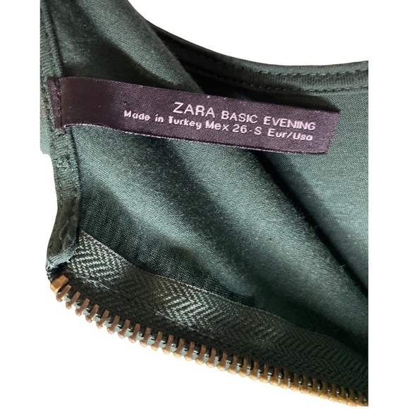 Zara Basic Evening Top mid dress green back zipper boatneck - Picture 2 of 4